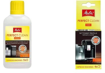 Melitta Perfect Clean-Limpiador líquido de Sistema de Leche para máquinas de café automáticas (250 ml), Plastic + 178599 Pastilla limpiadoras para cafeteras