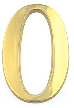 HUBER numéro de maison 0 en laiton 20 cm I numéros de maison pour maison et porte I numéro de maison XL I plaques de numéro de maison en laiton noble design 3D, brillant