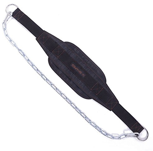 HemeraPhit Weighted Chin Up Belt with Chain Dip Belt Powerlifting Strength Training Pull Up Belt Waist Back Support