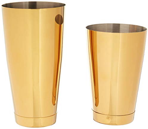Barfly Weighted Cocktail Mixing Shaker Tin Set, Stainless Steel, Gold, 9.21 x 0.13 x 17.78 cm