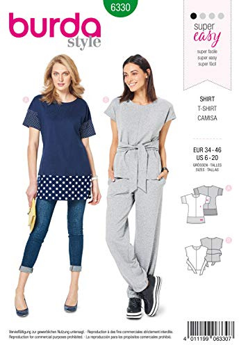 Burda B6330 Patron de Couture, Papier, Blanc, 34-46