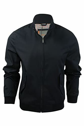 Ben Sherman Mens Classic Check Lined Harrington Jacket Mod Ska - Black