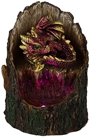 Nemesis Now Arboreal U5287S0 Dekofigur, schlüpfender roter Drache im Baumstamm, Grün, 10,8 cm