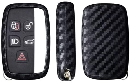 LT2CP Soft Silicone Key Fob Cover Remote Control Premium Key Protection Case Compatible with Land Rover Discovery Sport Evoque Aurora Jaguar XF XJ XJL XEL XFL F-pace Carbon Fibre