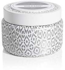 Capri Blue Volcano Printed Travel Tin Jar Candle - Luxury Candle with a Long Lasting Soy Wax Blend - Scented with Tropical & Fruity Fragrance (White Color, 8.5 oz)