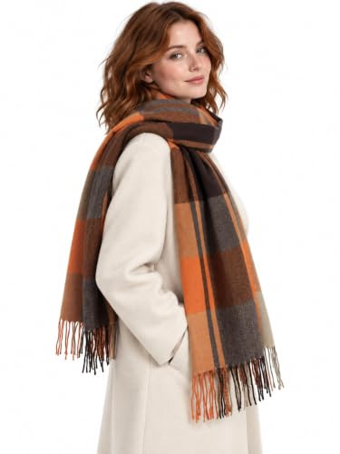 DiaryLook Ladies Scarf for Women UK, Soft Winter Gifts for Women and Her | Warm Shawl Wrap with Tassels, Tartan Check Oversized Scarf, Gift for Mum Grandma Birthday Christmas