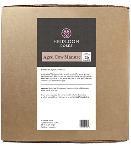 Heirloom Roses Cow Manure - Composted Top Soil Amendment for Garden, Rose Flower and Vegetables, Aged Compost Packed with Super Nutrients 26 Quarts