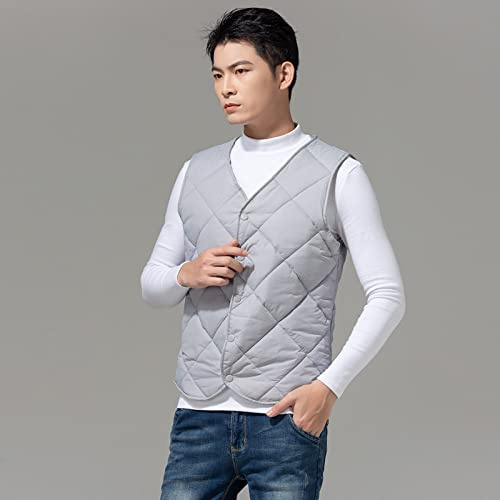 MIDJ Gilet Uomo in Pile Termico,Gilet Imbottito in Pile Invernale da Uomo Gilet da Lavoro Grigio Gilet Senza Maniche Scaldamani con Tasca Gilet Trapuntato Gilet da Uomo Leggeri Antivento Gilets