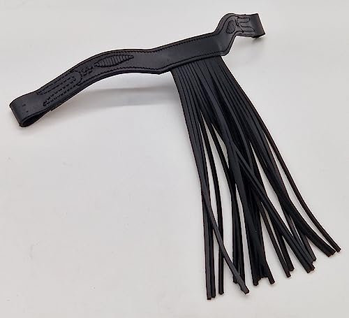 Tysons Breeches Leder Stirnband für Trense Jorge spanisch Stirnriemen Schwarz Fransen Frotalera VB WB X Full Leder (X Full)