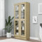 Festnight Vitrinenschrank Bücherschrank Mit Glastüren Aktenschrank Glastür Glasvitrine Hochschrank Stehend Vitrine Schrank Sonoma-Eiche 82,5 x 30,5 x 185,5 cm Holzwerkstoff