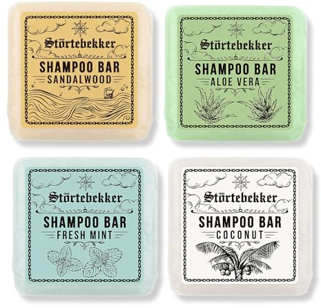 Störtebekker® Premium Festes Shampoo Probierset (4 Düfte) - Handgefertigtes, veganes Shampoo für Herren & Damen - Wohlduftende Duschpflege für Haut und Haar - Festes Feuchtigkeits-Shampoo