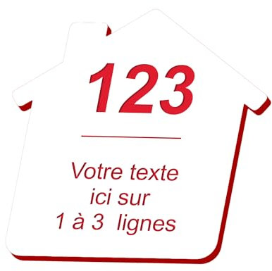 DELTA-SIGNALETIC.COM Placa grabada personalizada autoadhesiva para nombre y número de buzón en forma de casa de diseño – escritura blanca roja – formato 5x5 cm