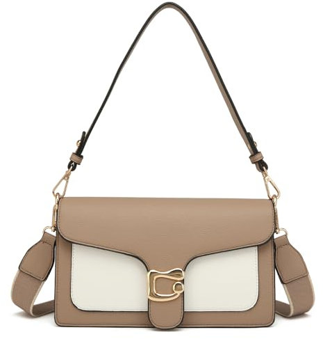 Travistar Handtasche Damen Klein Umhängetasche Damen PU Leder Crossbody Bag Damen Schultertasche Abendtasche Kupplung mit 2 Abnehmbar Breiter Gurt Kreditkartenfächer Khaki