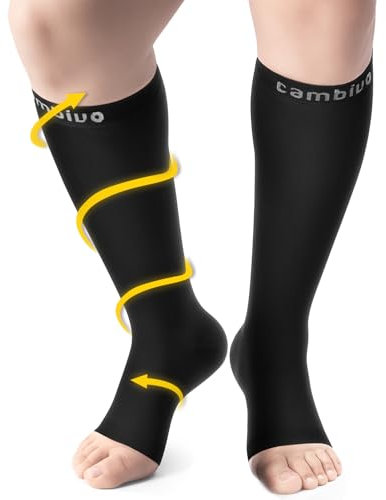 Medizinische Kompressionsstrümpfe Damen und Herren, Kompressionssocken Thrombosestrümpfe Offene Spitze, Stützstrümpfe 20-30 mmHg Klasse 2 für Krampfadern, Schwangerschaft, Reise, Alltag