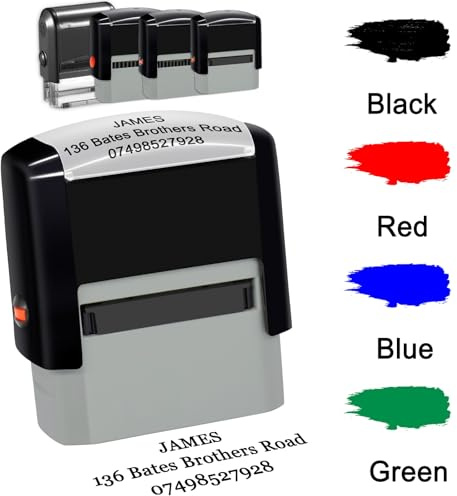 Sellos Personalizados Empresa con Tinta para Sello Libreta de Direcciones Personalizada Nombre Sello de Dirección de Retorno para Oficina Comercial Maestro,estilo de 3 líneas
