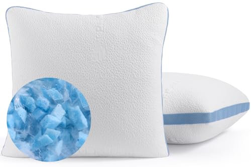 Hiimgo Kopfkissen 40x40 cm (2er Pack), Höhenverstellbares Schlafkissen, Memory Foam Kissen, waschbares Bettkissen, Beddingkissen mit anpassbarer Füllung, mit Reißverschluss