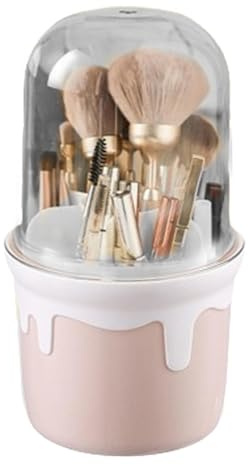Portapennelli da trucco per vanità, custodia per pennelli da trucco, supporto per pennelli da trucco, rotazione a 360 gradi, contenitore per pennelli da trucco anti-p
