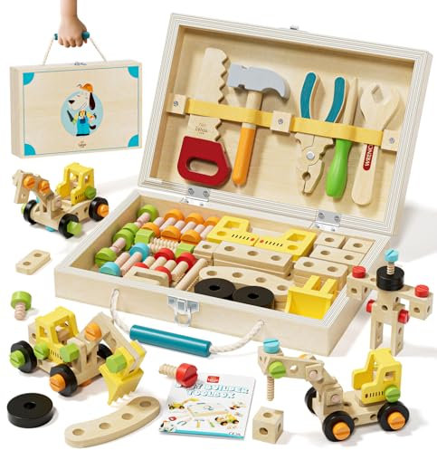 Lehoo Castle Wooden Kids Tool Set - Montessori Educational Toys for Kids Age 3+