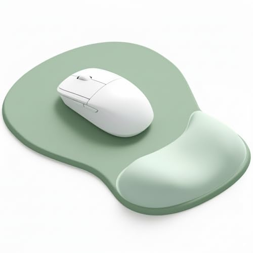 Giecy Alfombrilla Ratón Reposamuñecas de Gel, Mouse Pad Ergonómica de Tela Suave y Diseño Curvo Elevado para Hogar y Gaming(Verde claro)