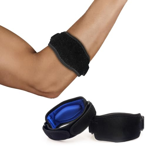 GEXINKEJI Tutore Epicondilite Gomito per Tennista Gomitiera per Protezione e Sollievo Fascia Gomito Palestra Regolabile Cuscinetto di Compressione in EVA Comodo Gomito con Gomitiera Rimovibili