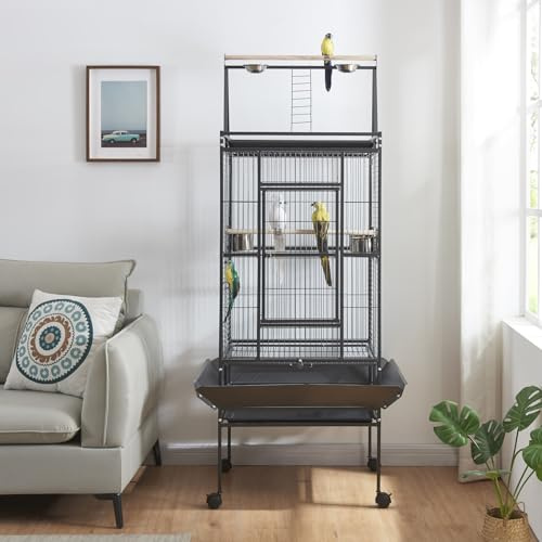 Panana Large Bird Cages Parrot Cage Wide Flight Metal Animal Cage for Budgie Parakeet Conure with Rolling Stand Wheels (152cm Height)