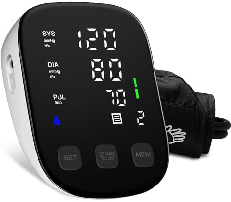 Upper Arm Blood Pressure Monitor, Clinically Validated Automatic BP Machine with Large LCD Display,2x120 Memory, Adjustable Wide Cuff (22-42cm),Suitable for Adult and Elderly People