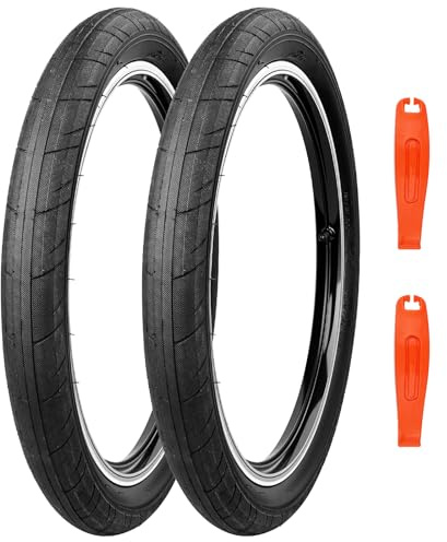 MEGHNA 20 x 2,4 pulgadas (64 – 406) MTB neumático de bicicleta bicicleta de montaña / BMX / bicicletas plegables (negro, 2 neumáticos, sin manguera, 20 x 2,4 pulgadas)