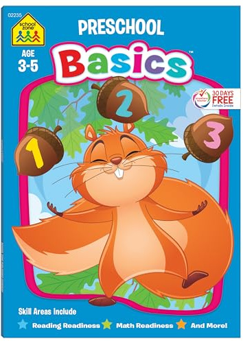 School Zone Preschool Basics Workbook: Pre-K, Beginner Reading, Early Math, Colors, Numbers, Counting, Matching, Grouping, Beginning Sounds, Ages 3-5