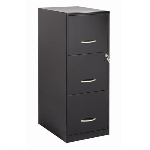 BOWERY HILL 3 Drawers 35.5 Vertical Black Metal Filing Cabinet Lockable Pre-Assembled Stationary Letter Size for Home, Office