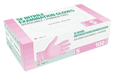 SF Nitrilhandschuhe S Rosa – 1000 (10x100) Stück Einweghandschuhe, Einmalhandschuhe, Medizinische Handschuhe, Puderfrei, Latexfrei, Handschuhe Einweg zum Kochen, Putzen, für Medizin, Küche, Kosmetik
