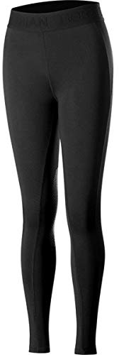 HORZE Elsa Children's Silicone Knee Patch Tights, Horse Riding Leggings for Kids Horse Riding & Performance Sports (Black, Large)