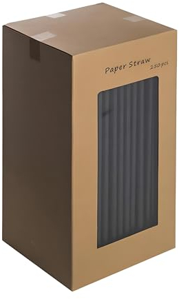wecansourceitltd® Boîte de 250 100% Biodégradable de Papier Noir/respectueux de l'environnement SIP pailles (14 cm/14 cm) par Ban Le Plastique Paille.