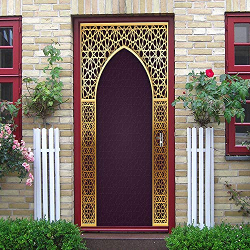 Etiquetas engomadas Creativas de la Puerta del Estilo árabe Pegatinas de la Pared de la decoración del hogar de la Puerta de Madera de la Personalidad Creativa