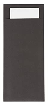Mank Papier Bestecktasche 85 x 200 mm mit 2-lagiger Tissue Serviette in Weiß Besteckhülle Besteckbeutel in verschiedenen Farben (Schwarz, 500)
