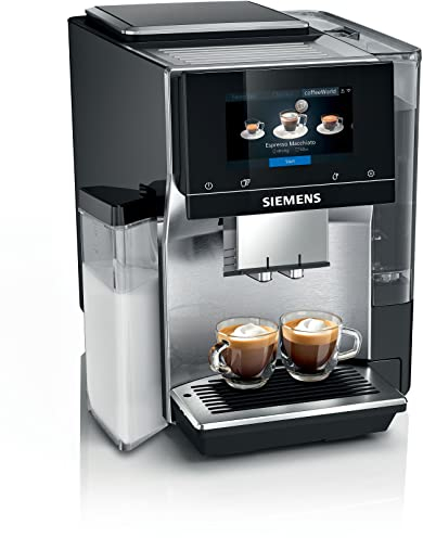 SIEMENS - Cafetera Superautomática, EQ700, Pantalla iSelect de 5, coffeWorld, Molinillo, Home Connect, Acero Inoxidable, TQ707R03