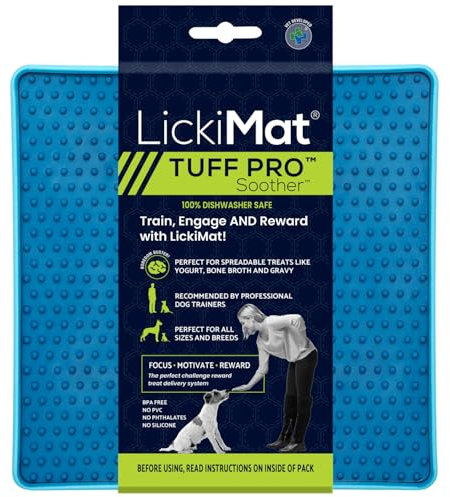 LickiMat PRO Tuff Schnuller für Hunde, robuste Hunde-Leckmatte, beruhigende, Joghurt, gesunde Leckereien und Ablenkung (Türkis)
