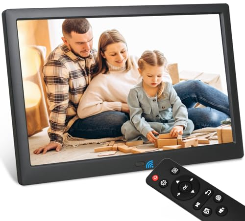 TSITSC 13.3 Digitaler Bilderrahmen, 1280 * 800 Elektronischer Bilderrahmen Foto Musik Video Player Kalenderfunktion mit Fernbedienung, unterstützt USB/SD-Karte, Desktop-oder Wandmontage (Schwarz)