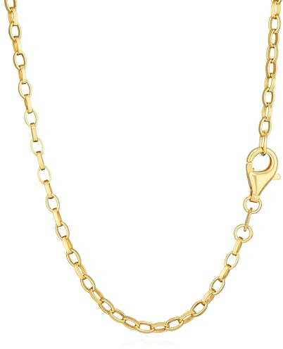NKlaus Noble Collana ovale a piselli di 50 cm, argento 925 placcato oro giallo, larghezza 2,1 mm 15019