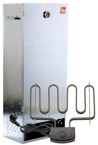 ITA Ahumador electrico 7004 111x29x47 cm de Acero Inoxidable - Ahumadero Premium con termómetro - Resistente a la corrosión, Duradero - Horno para ahumar para Carne, Pescado, Salchichas