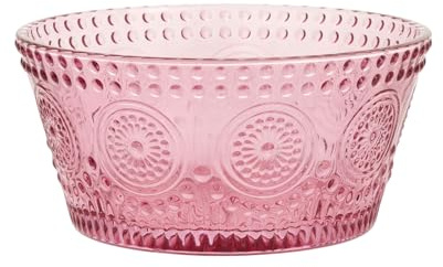 Vintage-Inspired Codi Glass Decorative Serving Bowl, 4.75 x 2.25, Pink