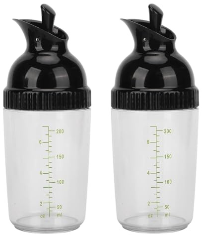 Saluaqui 2 pcs 200ml Salad Dressing Shaker Container, Prevent Leakage Salad Dressing Jar with Lid, Homemade Oil and Vinegar Salad Dressing Bottle Dispenser for Kitchen, Wholesale Business