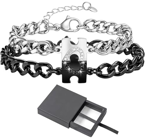 BeoTnp Matching Bracelets For Couples, Couples Bracelets, Long Distance Relationship Gifts With 9x9cm Black Box, Couple Gifts For Him And Her, For Birthday, Anniversary, Valentine'S Day