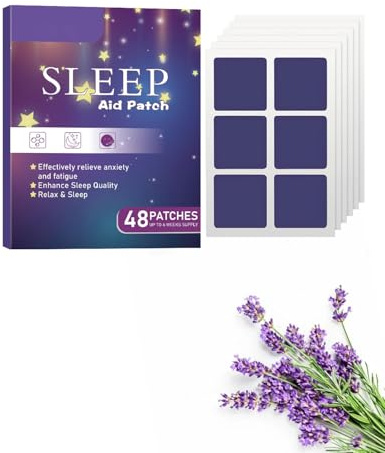 GRETY 48 Parches para el Sueño, Parches para el Sueño Profundo para Adultos, Parches Naturales con Lavanda para Promover el Sueño, Mejorar la Calidad del Sueño