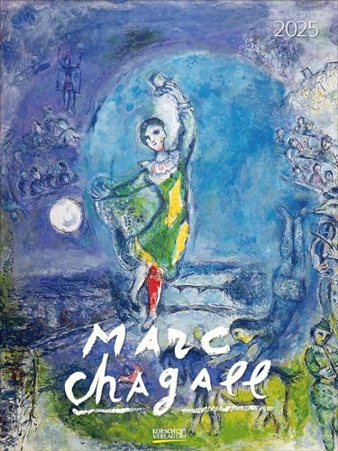 Marc Chagall 2025 Grand calendrier artistique. Élégant calendrier mural avec œuvres de l'artiste. Format de la galerie d'art : 48 x 64 cm