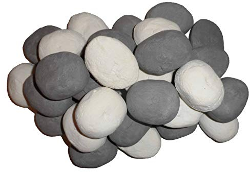 The Stove Wizard 15 Grey & White Gas Fire Replacement Pebbles For LPG Electric and Bio Ethanol Fires