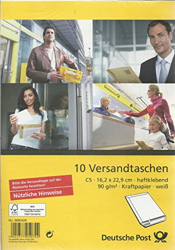 Deutsche Post - 10 Versandtaschen - C5 weiß haftklebend ohne Fenster