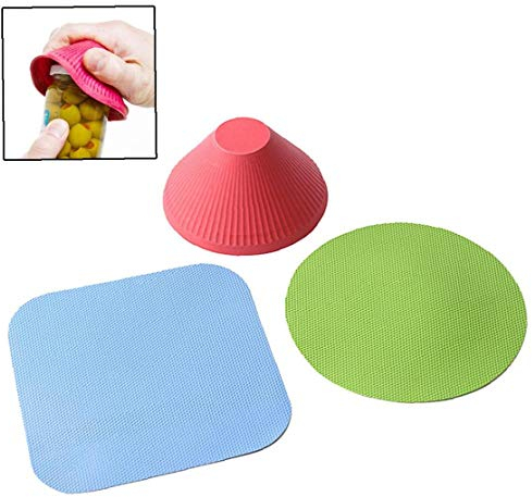 BYFRI 3 Stück/Set Multifunktionsgummi Jar Gripper Pads Anti-rutsch-Deckel Einmachglas Grip Pad Flaschenöffner (zufällige Farben)