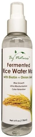 By Natures Fermented Rice Water Mist for Hair Growth with Biotin + Onion Juice, 6 Fl Oz (Pack of 1)