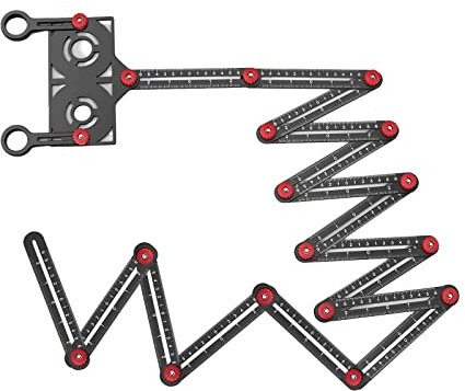 Regla de medición de múltiples ángulos de 16 lados con localizador de apertura, herramienta de buscador de 16 pliegues, perforadora, regla de medición de aleación de aluminio para carpinteros