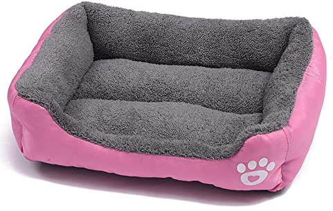 OUYUNKKA Hundebett Hundekissen (XL, 80 x 60 cm) Viereckig Rosa Hundesofa für Mittelgroße und Kleine Hunde und Katzen, Flauschig Weich Katzenbett Katzenkissen Hundebett für Französische Bulldogge